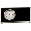 Horizontal Desk Clock, Black, Silver Bezel/Base - Laser Engraved